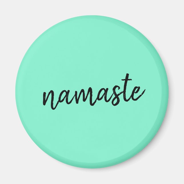 Namaste | Neo Mint Green Modern Yoga Spiritual Magnet (Front)
