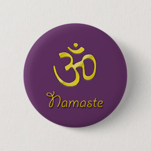 Namaste Om Crown chakra/DIY Background Colour 6 Cm Round Badge