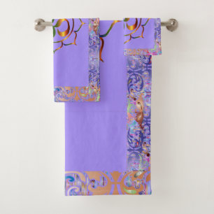 Namaste Om Lotus Rainbow Vintage Personalised Bath Towel Set