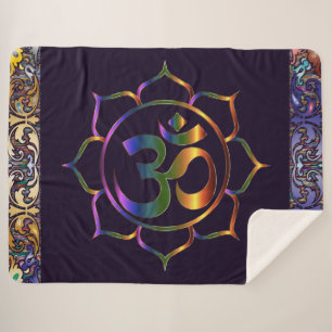 Namaste Om Lotus Rainbow Vintage Sherpa Blanket