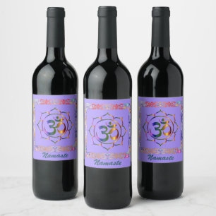 Namaste Om Lotus Rainbow Vintage Wine Label