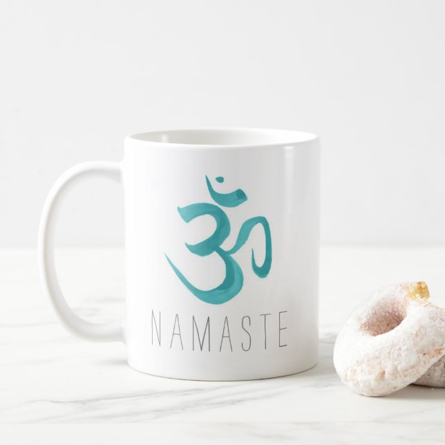 Namaste Om Symbol Yoga Mediatation Coffee Mug (With Donut)