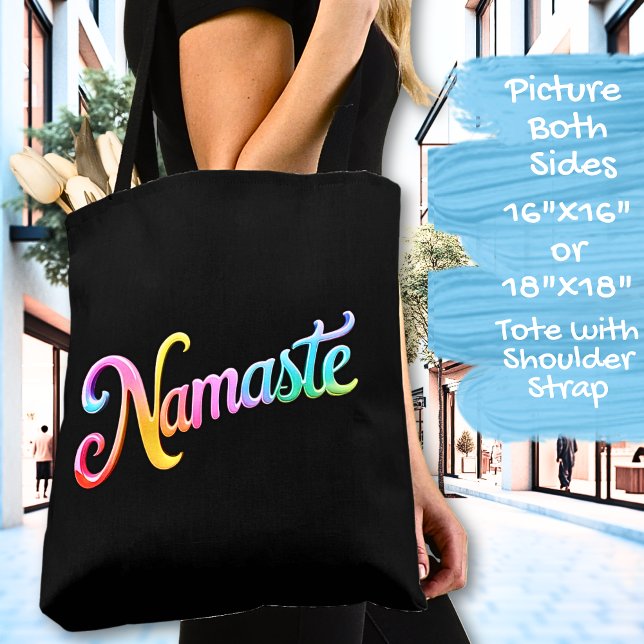 Namaste on a Black  Tote Bag (Creator Uploaded)