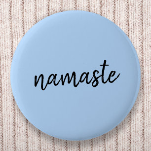 Namasté   Pastel Blue Yoga Spiritual Salutation 6 Cm Round Badge