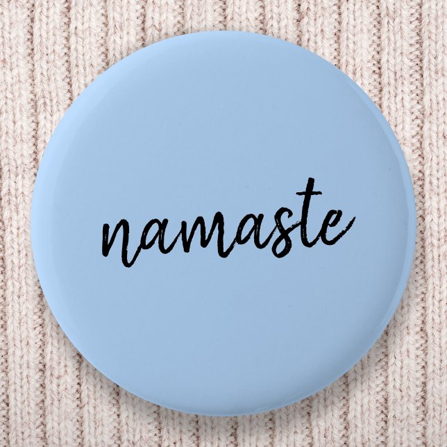 Namasté | Pastel Blue Yoga Spiritual Salutation 6 Cm Round Badge (Creator Uploaded)