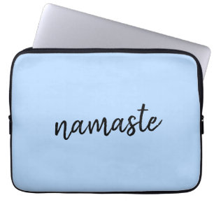 Namasté   Pastel Blue Yoga Spiritual Salutation Laptop Sleeve