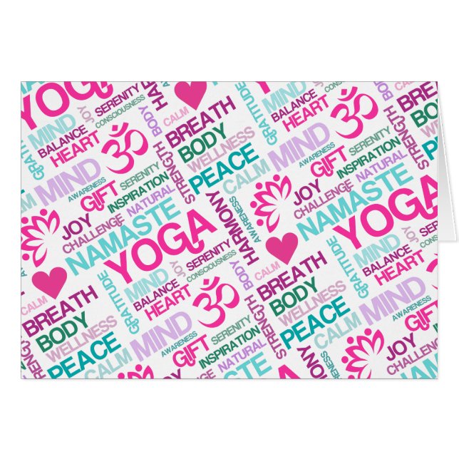 Namaste, Peace and Harmony Pink YOGA Pattern (Front Horizontal)