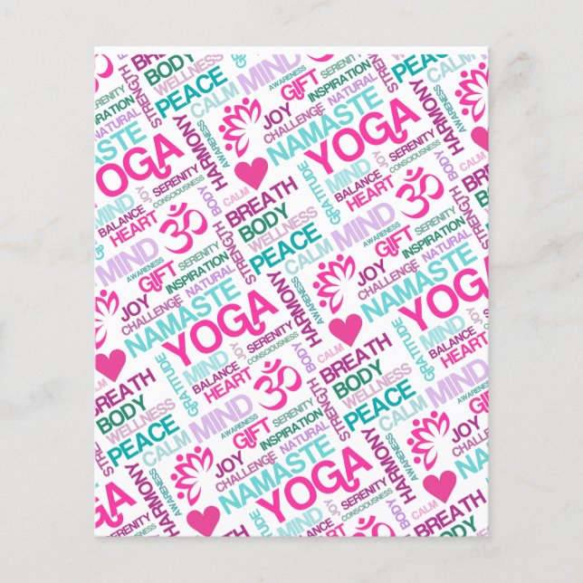 Namaste, Peace and Harmony Pink YOGA Pattern Flyer (Front)