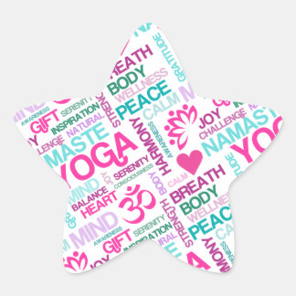 Namaste, Peace and Harmony Pink YOGA Pattern Star Sticker