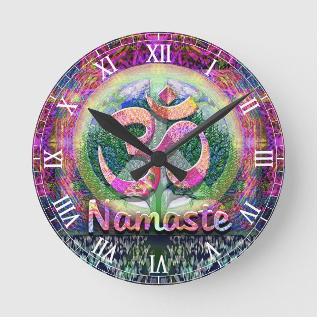 Namaste Peace Symbol Round Clock (Front)