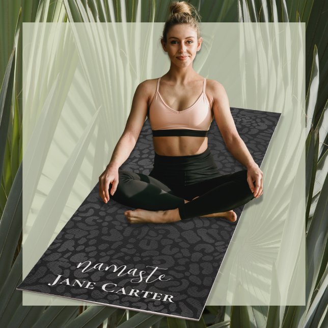 Namaste Personalise Elegant Black Leopard Yoga Mat (Creator Uploaded)