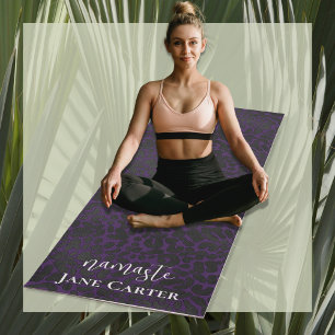 Namaste Personalise Elegant Purple Black Leopard Yoga Mat