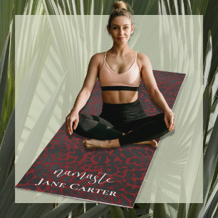 Namaste Personalise Elegant Red Black Leopard Yoga Mat