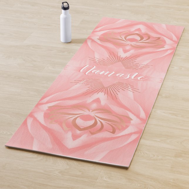 Namaste Pink Petals Lotus Flower Personalised Yoga Mat (In Situ)