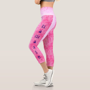Namaste Print Hot Pink Purple Modern Simple Yoga Capri Leggings