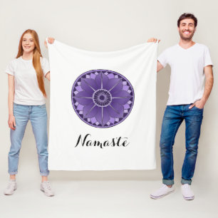 NAMASTE Purple Flower Spiritual Lotus Mandala Fleece Blanket