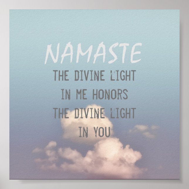 Namaste quote poster bllue sky and clouds (Front)