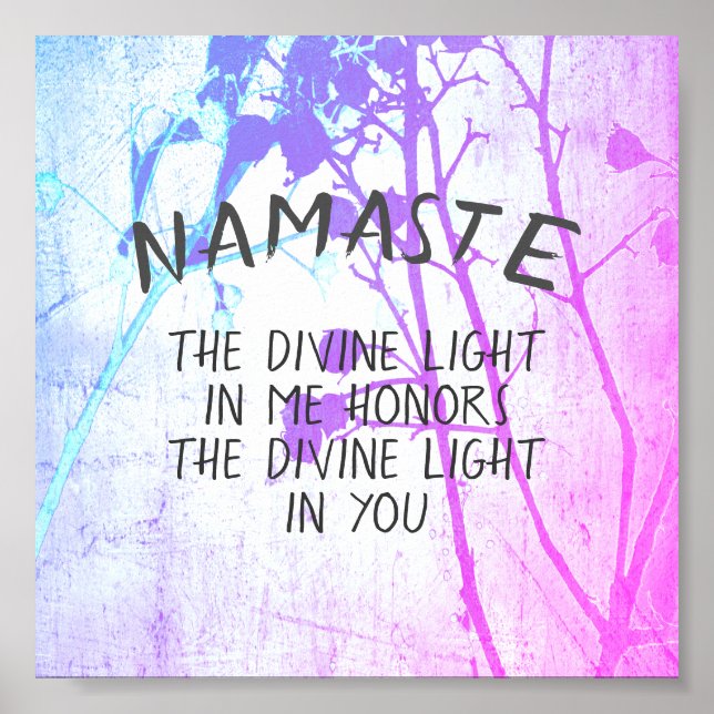 Namaste quote purple and blue nature art poster (Front)
