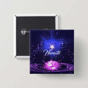 Namaste Quote Purple Crystal Lotus & Star 15 Cm Square Badge