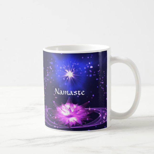 Namaste Quote Purple Crystal Lotus & Star Cup (Right)