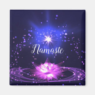 Namaste Quote Purple Crystal Lotus & Star Magnet
