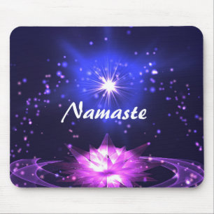 Namaste Quote Purple Crystal Lotus & Star Mouse Pad