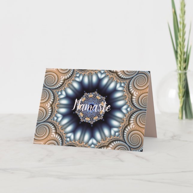 Namaste Quote Thank You Elegant Mandala Gold Blue Card (Front)