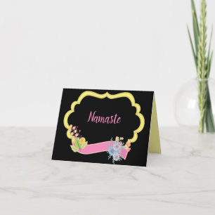 Namaste Quote Thank You Gold Frame Pink Ribbon Card