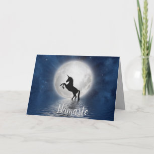Namaste Quote Thank You Magical Unicorn Full Moon Card