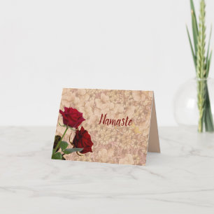 Namaste Quote Thank You Red Roses Vintage Design Card