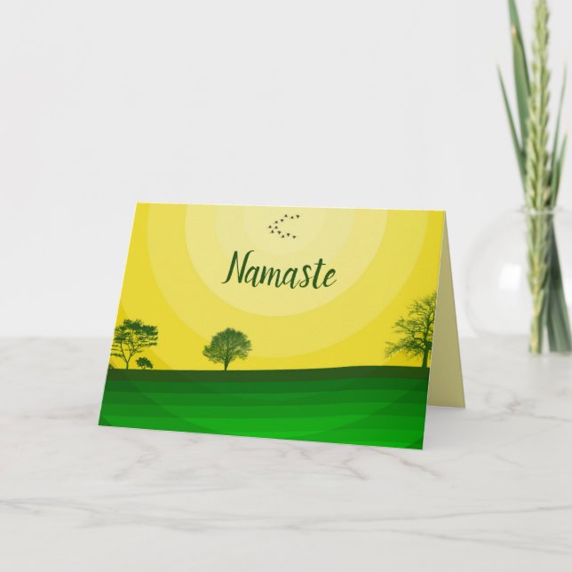 Namaste Quote Thank You Sunshine Landscape Nature Card (Front)