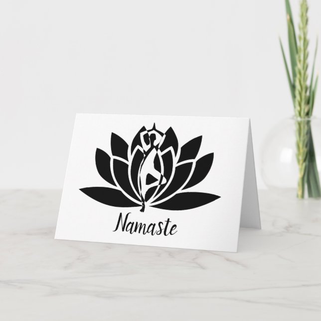 Namaste Quote Thank You Yoga Lotus Card (Front)