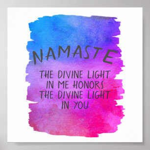 Namaste quote watercolor paint design poster