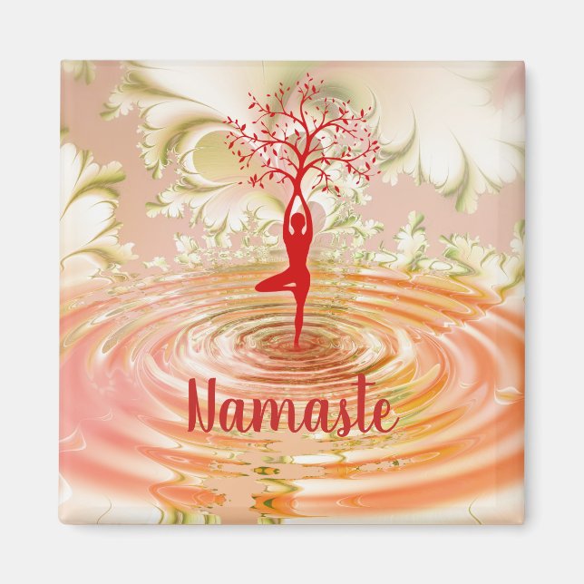 Namaste Quote Yoga Tree of Life Zen Magnet (Front)