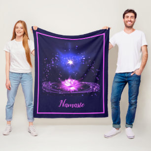 Namaste Quote Zen Yoga Purple Crystal Stars Fleece Blanket