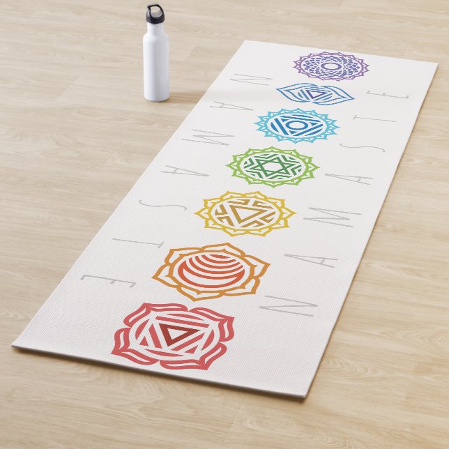Namaste Rainbow Coloured Chakras Yoga Mat (In Situ)