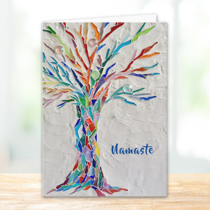Namaste Rainbow Colours Tree of Life Card