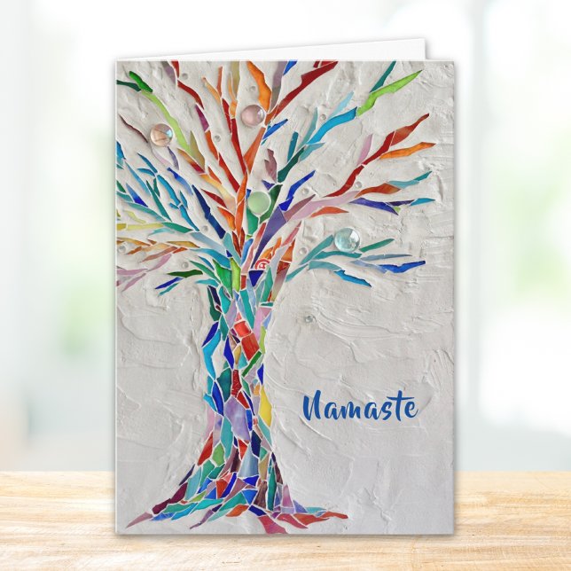 Namaste Rainbow Colours Tree of Life Card (Creator Uploaded)