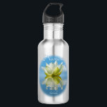 Namaste Reflecting Lotus Flower & Name Yoga Small 532 Ml Water Bottle<br><div class="desc">This pretty water bottle is designed with yoga lovers in mind. It features a serene design with a white & yellow lotus flower reflecting in water with waves and ripples and a light sky blue or azure coloured background. The caption reads "Namaste" with a space for your name. Great for...</div>