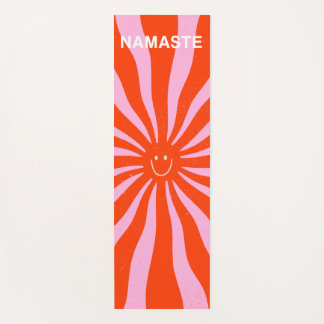 Namaste Retro Sun Abstract Orange Pink  Yoga Mat