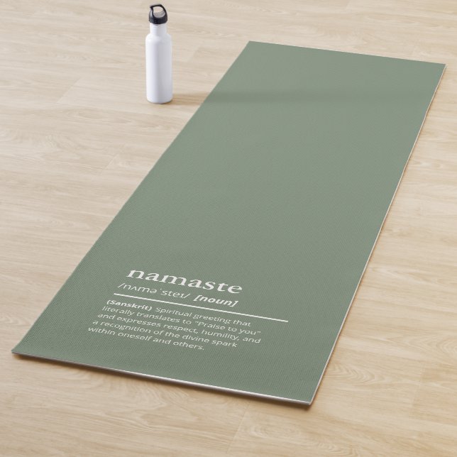 Namaste Sage Green Simple Modern Minimalist Yoga Mat (In Situ)