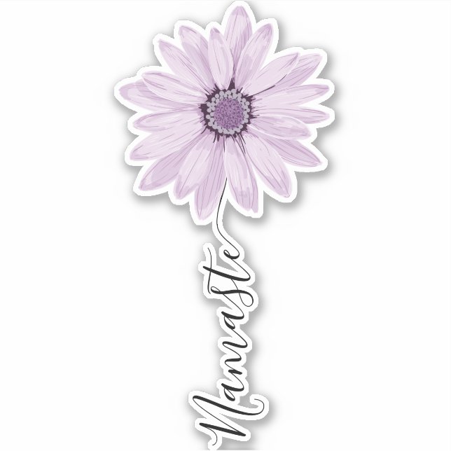 Namaste Script Lilac Daisy Flower Stem (Front)