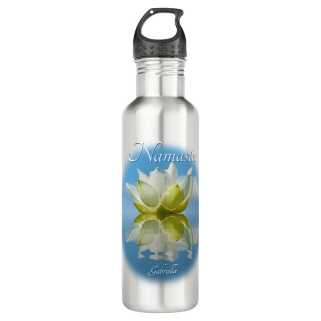 Namaste Serene Reflecting Lotus Flower & Name Yoga 710 Ml Water Bottle (Front)