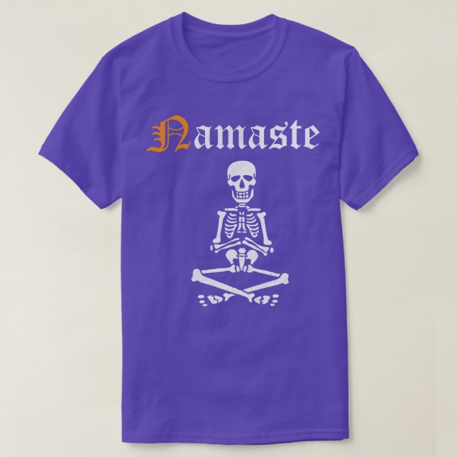 Namaste Skeleton Halloween Yoga Halloween Asanas f T-Shirt (Design Front)