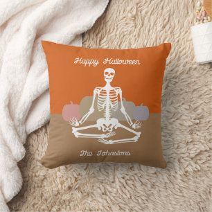 Namaste Skeleton Personalised Last Name Cushion