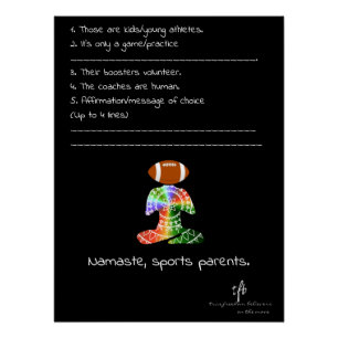 Namaste, Sports Parents Tropical Colours Football Poster
