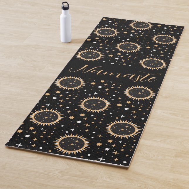 Namaste Sun Moon Stars Boho Celestial Yoga Mat (In Situ)
