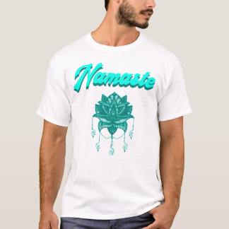 Namaste Teal Lotus Flower Typography T-Shirt