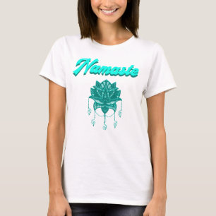 Namaste Teal Lotus Flower Typography T-Shirt