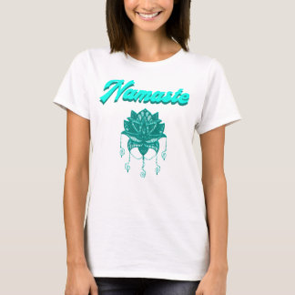 Namaste Teal Lotus Flower Typography T-Shirt